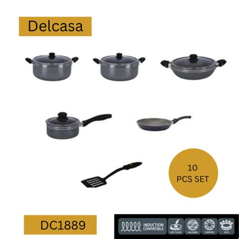 Delcasa Piece Granite Cookware Set Grey X Snapstopshop