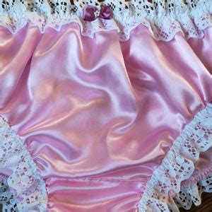 Baby Pink Bikini Panties Slippery Satin Sissy Knickers Frilly Bum Ruffle Made To Order