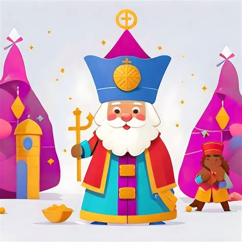 Premium Photo Flat Cartoon Illustration Sinterklaas Celebration Stock