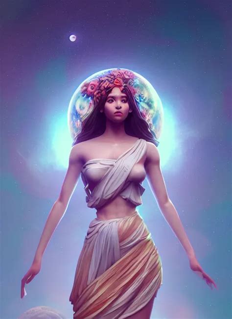 A Beautiful Goddesses Full Body Planets Sky Dream Stable