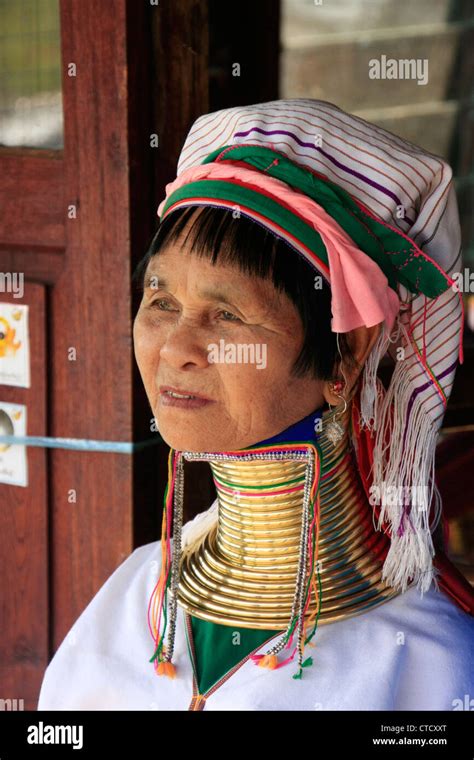 Portrait Of Long Necked Woman From Padaung Tribe Inle Lake Shan State