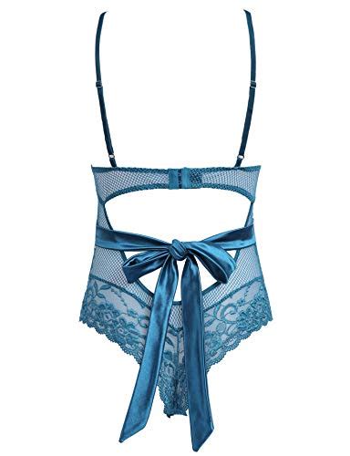 Joyaria Lace Lingerie Bodysuit For Women One Piece Teddy Sexy Teal XL