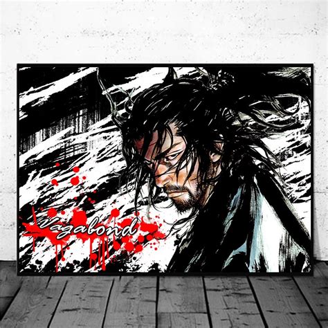 Wallpaper Adhesiv Wall Decor Canvas Poster Japanese Samurai Black And