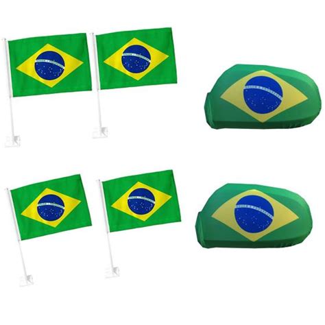 Bandeira Do Brasil Para Vidro Do Carro Kit Capa Retrovisor Mar Azul Decorações Bandeiras