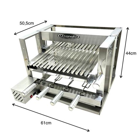 CHURRASQUEIRA ELEVATÓRIA 615 INOX C MOTOR 4 ESPETOS E GRELHA ARGENTINA