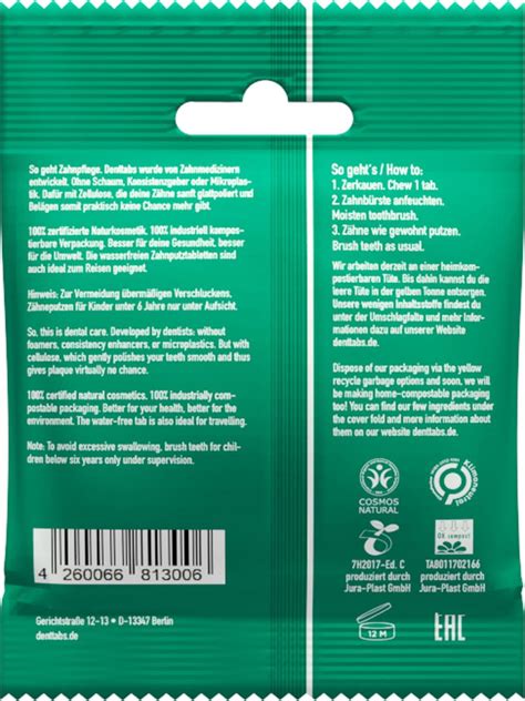 denttabs Tabletas Dentífricas Stevia Menta sin Fluoruro 125 unidades