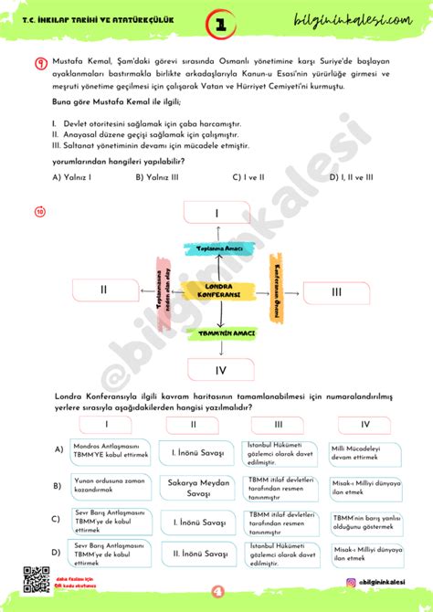 Lgs İnkilap Tarİhİ Deneme Sinavi 1 Bilginin Kalesi