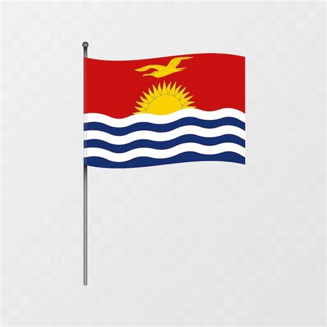 Premium Vector Kiribati Flag On Flagpole Vector Illustration