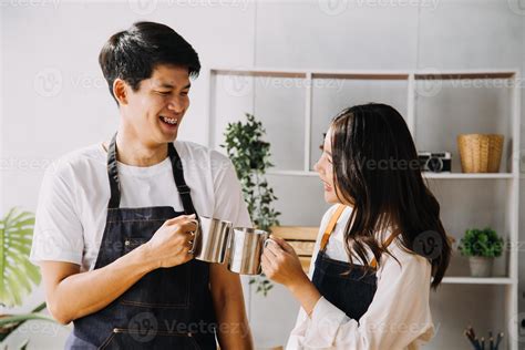 In Kitchen Perfectly Happy Couple Preparing Healthy Food Lots Of