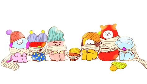 Bt21 Winter Scarf Together Bts Fanart Bts Chibi Fan Art