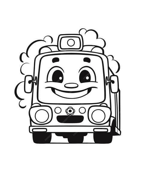 Premium AI Image | A black and white drawing of a cartoon bus with a ...