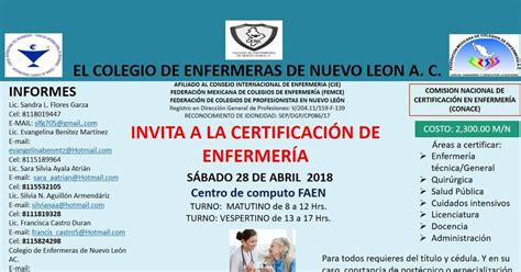 Colegio De Enfermeras De Nuevo León Ac Certificación De Enfermería