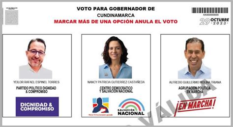 Así Quedó El Tarjetón Electoral Para La Gobernación De Cundinamarca