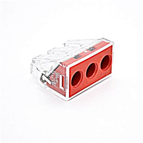 773 173 WAGO PUSH WIRE Connector 3 Cond 6mm2 41A 1P Transp Red 67946