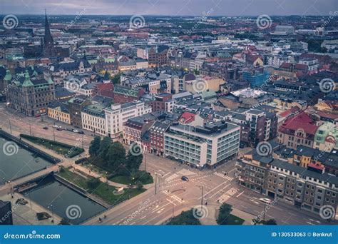 Aerial panorama of Malmo stock image. Image of landscape - 130533063