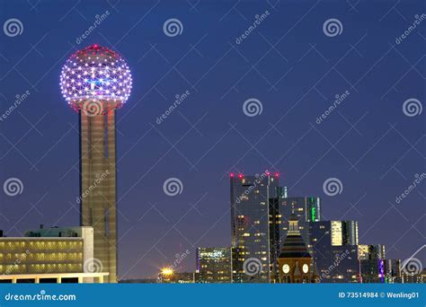 Reunion Tower at Night stock photo. Image of reunion - 73514984