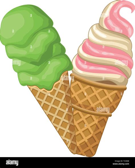 Delicios Ice Cream Cone Sundae And Scoop Stock Vector Image And Art Alamy