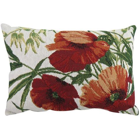 Poppies Tapestry Decorative Lumbar Pillow Throw Pillows Linen Throw Pillow Red Throw Pillows