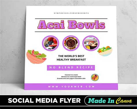 Acai Bowls Flyer Diy Canva Acai Bowls Flyer Template 2022 Etsy In