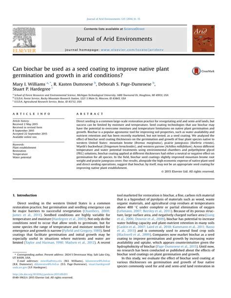 Can Biochar Be Used As A Seed Coating To Improve Germination And