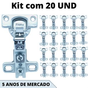 Dobradiça Bigfer Caneco 26 Alta curva Calco 5 Zinco Branco kit