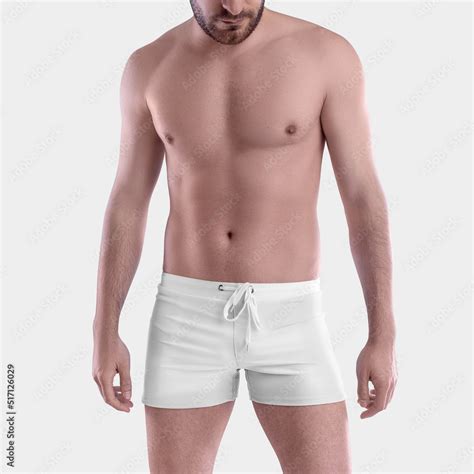 Mockup Of White Boxers On A Man With A Naked Body Panties For Design Pattern Advertising