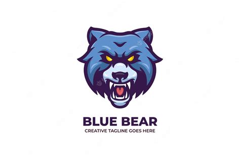 Carácter Enojado Del Logotipo De La Mascota Del Oso Azul Vector Premium