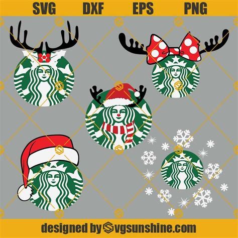 Christmas Starbucks Logo Santa Hat Ornaments SVG Reindeer Starbucks