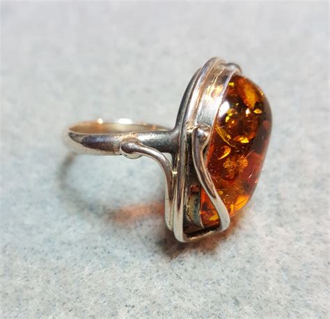 Amber ring in sterling setting | Jane Rosen Jewelry