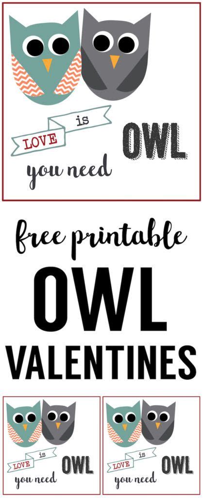 Free Printable Owl Valentine Cards Paper Trail Design Owl