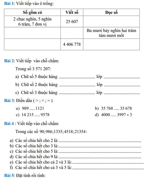 Phiếu Bài Tập Toán Lớp 4 Tuần 31 Abcd Online