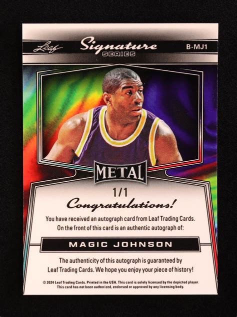 Magic Johnson 2024 Leaf Metal Signature Series Crystal White BMJ1 1 1