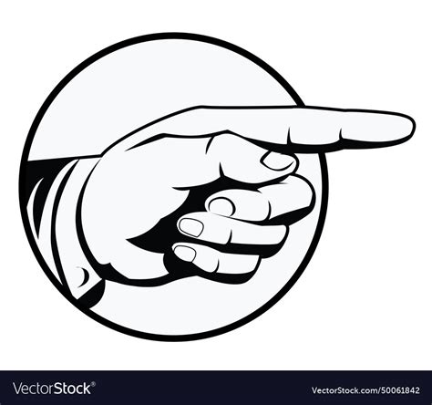 Hand pointing black and white Royalty Free Vector Image