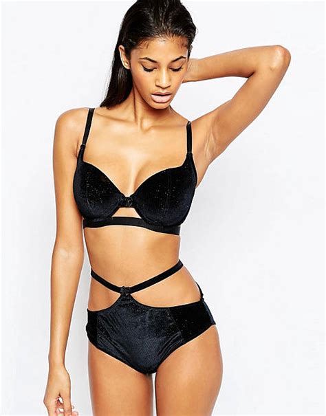 Asos Fuller Bust Exclusive Anastasia Velvet Sparkle Lingerie Set Asos