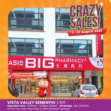 1-31 Aug 2023: BIG Pharmacy Crazy Sale at Vista Valley Semenyih