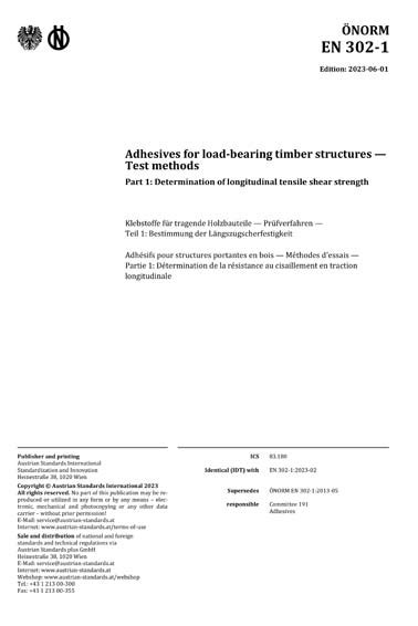 Onorm En Adhesives For Load Bearing Timber Structures