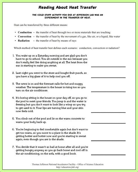 Heat And Temperature Worksheets Grade 7