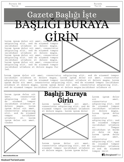 Gazete Projesi Çalışma Sayfası Şablonları StoryboardThat