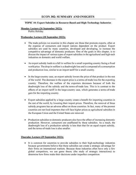 Econ Topic Summary And Insights Econ Summary And Insights