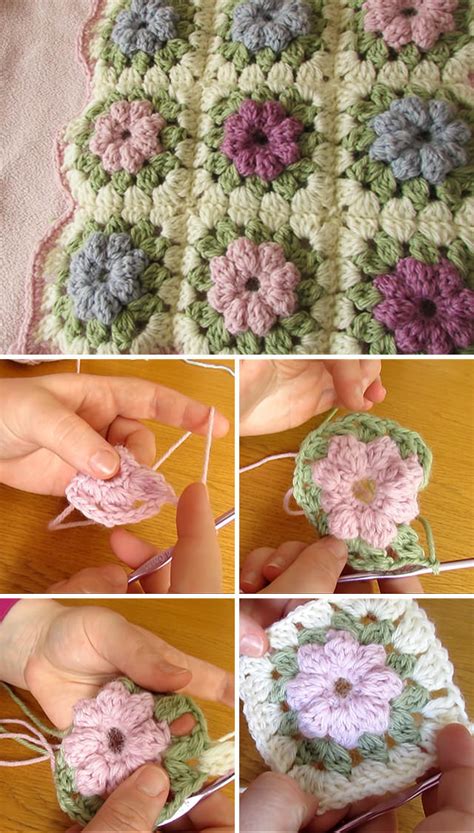 How To Crochet Easy Puff Flower Blanket At Glenn Yang Blog