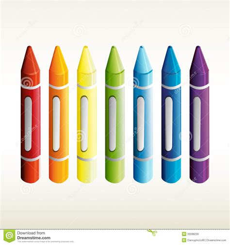 Seven Crayons In Different Colors Stock Vector Illustration Of Orange