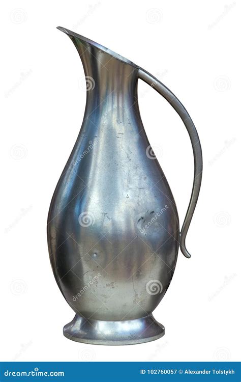 Old Metal Pitcher Jug Isolated Stock Image Image Of Culture Design