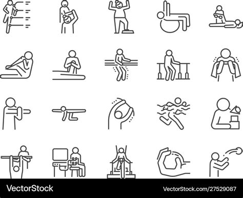 Rehabilitation Line Icon Set Royalty Free Vector Image