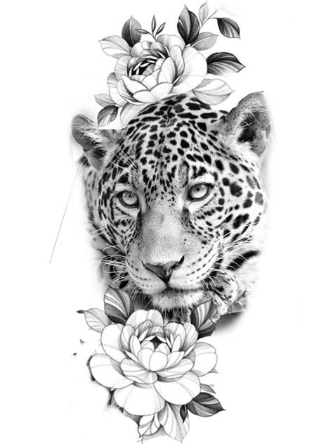 Leopard Tattoo with Floral Design