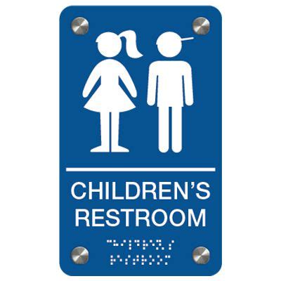 Children's Restroom - ADA Braille Restroom Signs w Boy/Girl Symbols ...