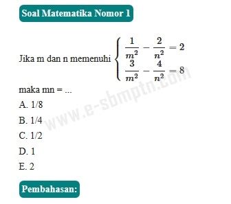 Contoh Soal Matematika Dasar Sbmptn Sinau