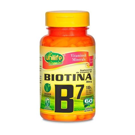 Vitamina B7 Biotina 60 Cápsulas Unilife Vitaminas A Z