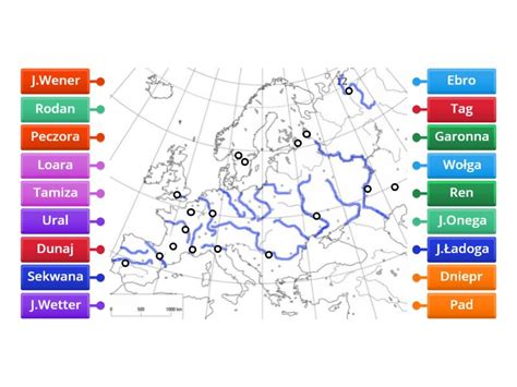 Rzeki Jeziora Europy Diagrama Con Etiquetas