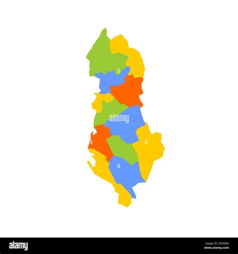 Albania Political Map Of Administrative Divisions Counties Blank