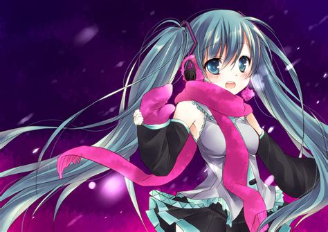 Aqua Hair Gloves Hatsune Miku Headphones Long Hair Scarf Skirt Sorai